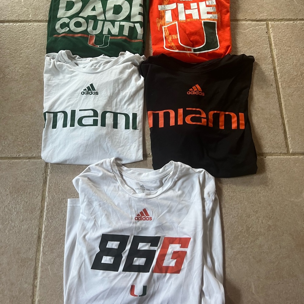 Adidas Miami hurricanes 2XL 2XLT climalite shirt bundle